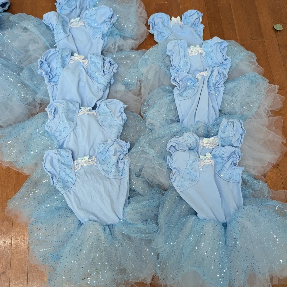 La Petite Ballerina Blue Puff Short Sleeve Tutu Ballet Dance Costume Lot Of 18